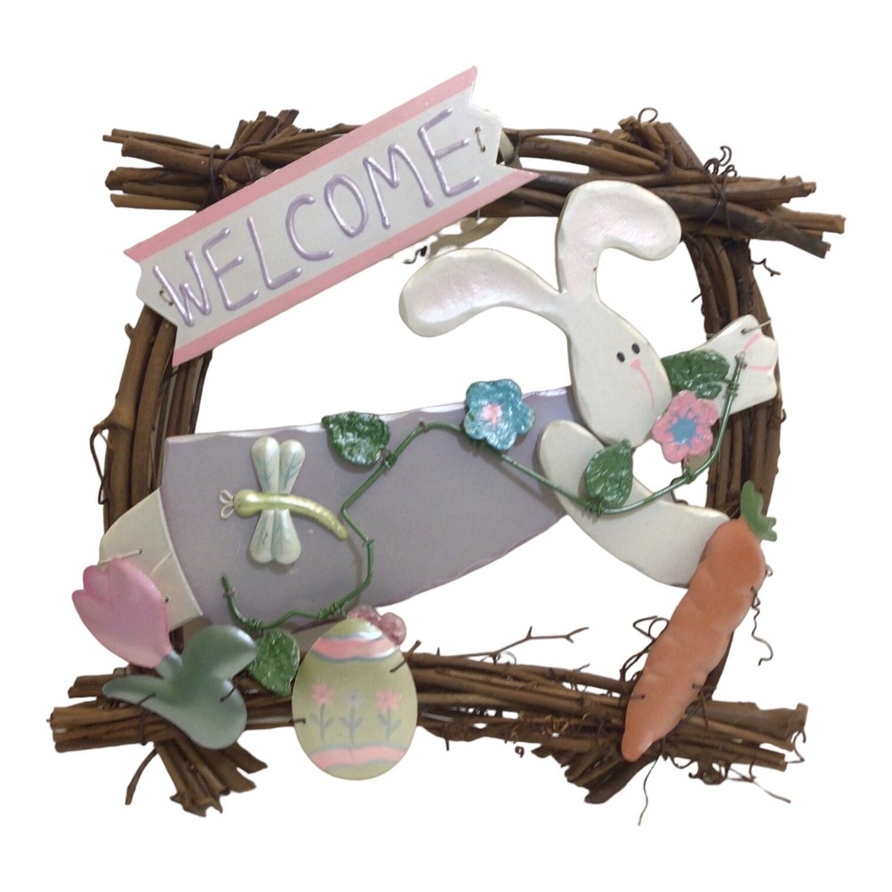 Spring Easter Holiday Welcome Wreath 12.5”