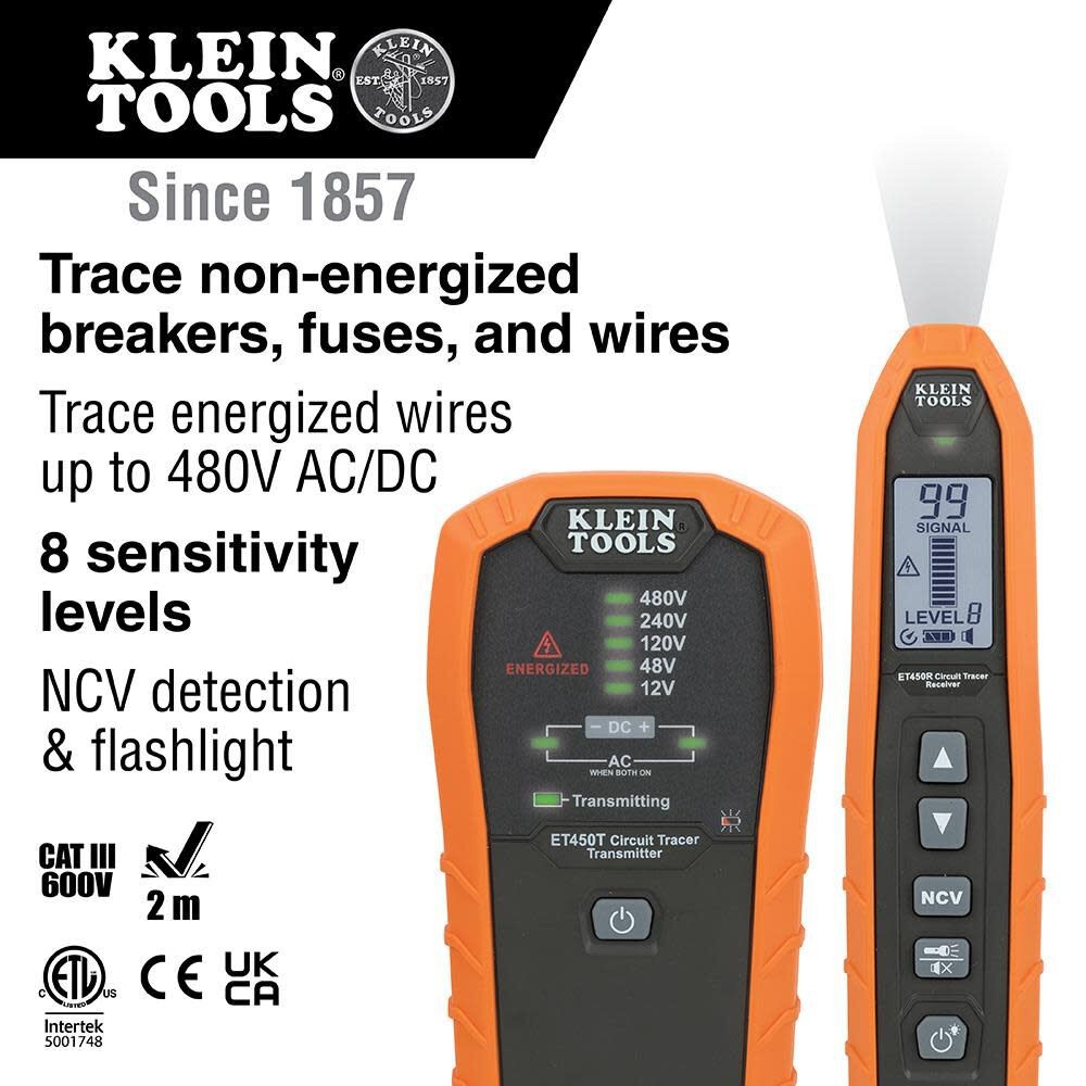 Klein Tools Advanced Circuit Tracer Kit,Model ET450, Orange new US