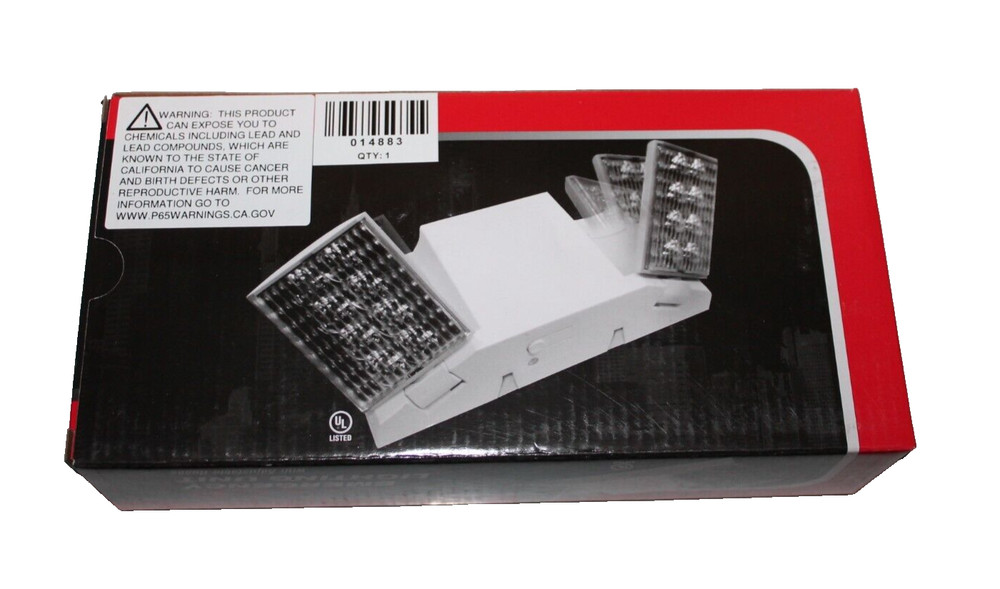 LED Emergency Exit Light Battery Backup W/Adjustable Heads White 120/277 v