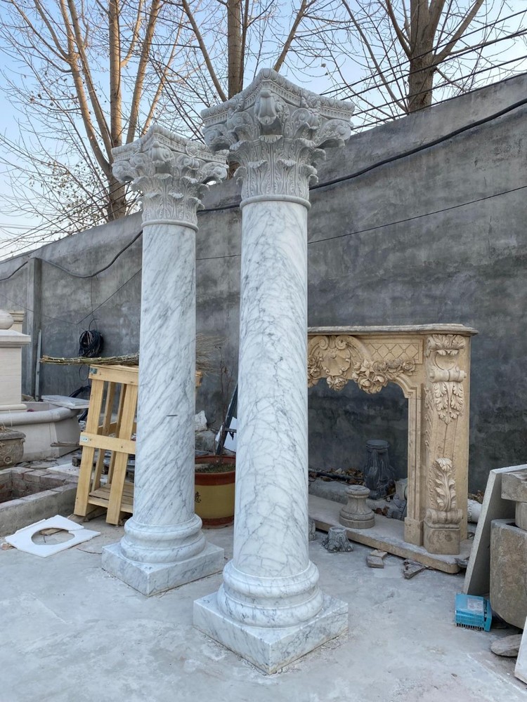 INCREDIBLE CARRARA MARBLE CORINTHIAN COLUMNS -  CCMC6