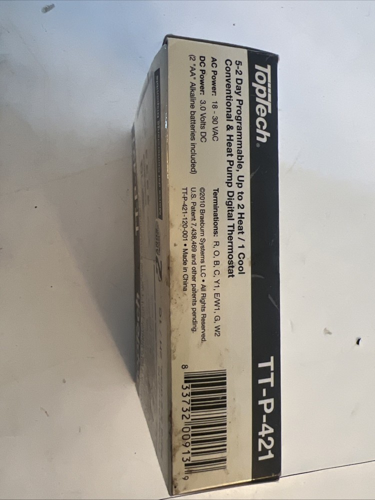 Top Tech TT-N-421 Thermostat Single Stage Digital Programmable