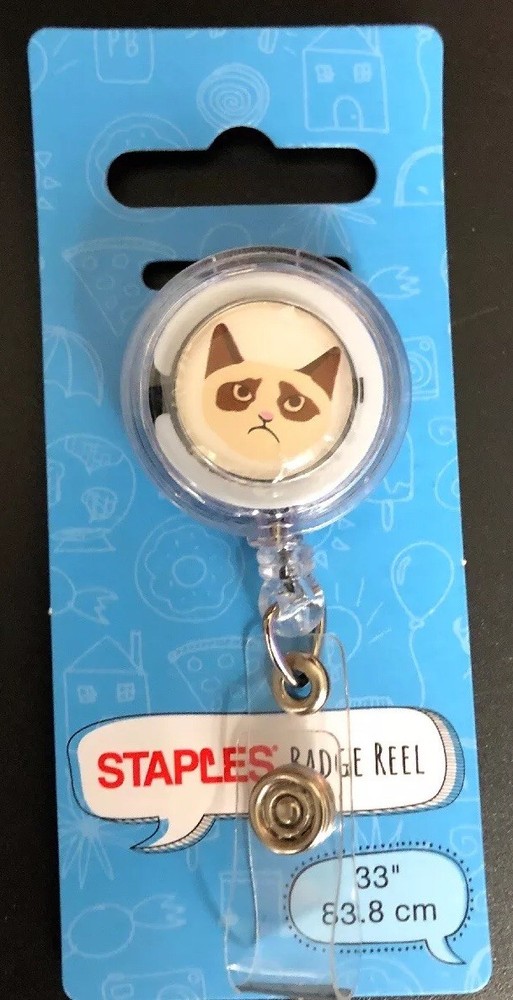 Staples Retractable ID Card Reader Badge Holder Reel Cat 33"