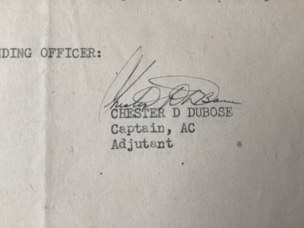 1945 United States Army Travel Authorization, Hand Signed