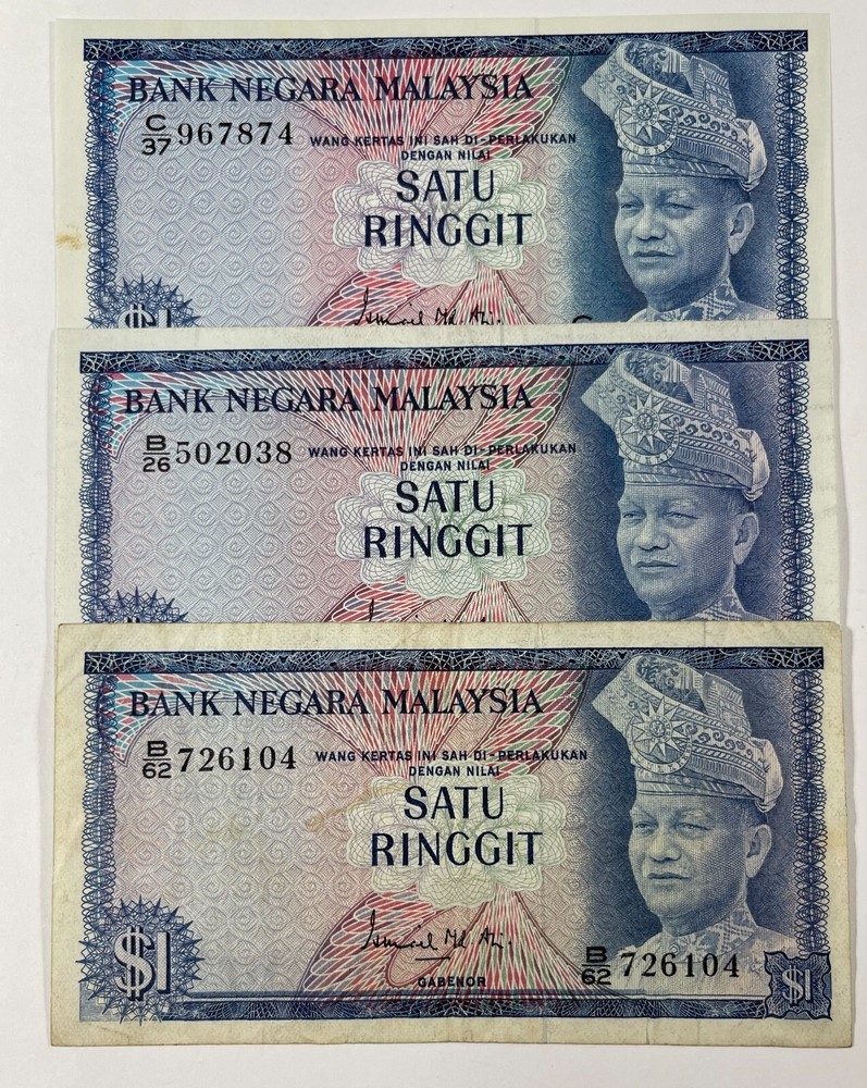 Malaysia $1 3 notes (#515)