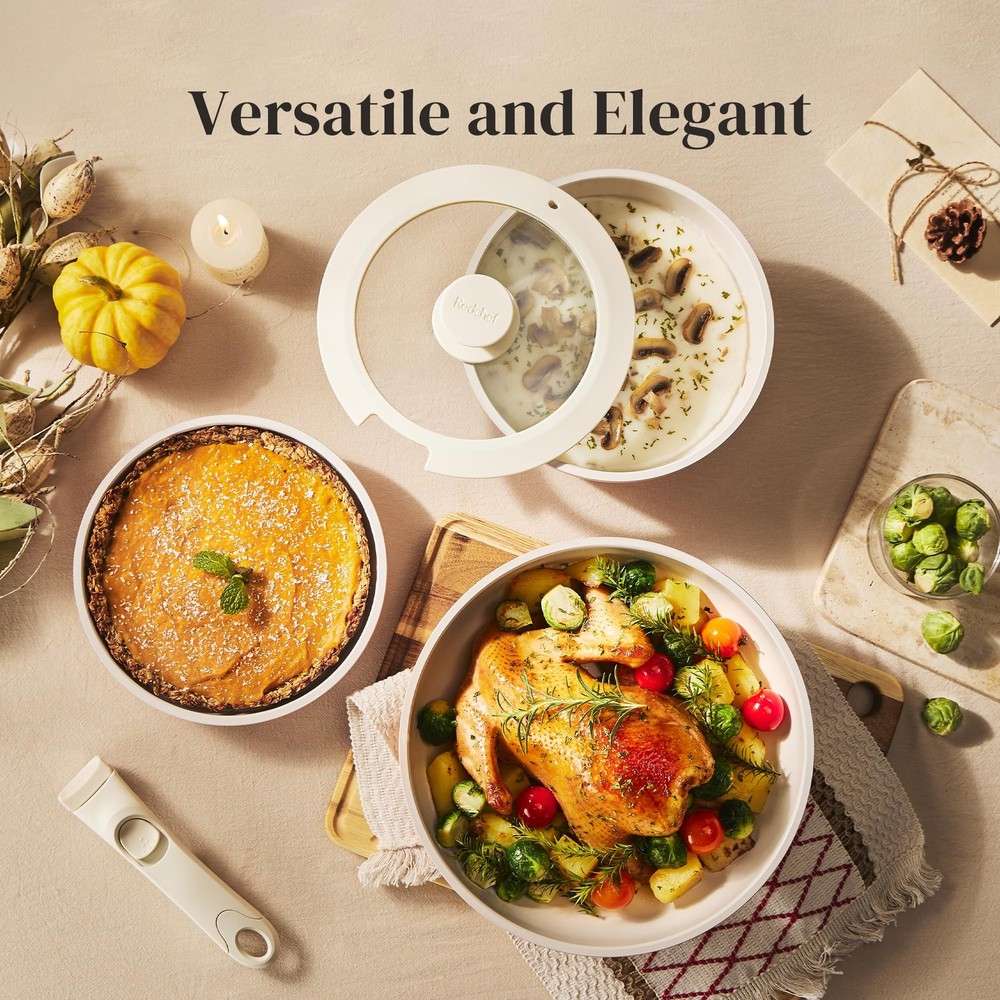 Ceramic Pots and Pans Set, Nonstick Kitchen Cookware Set with Detachable Hand...