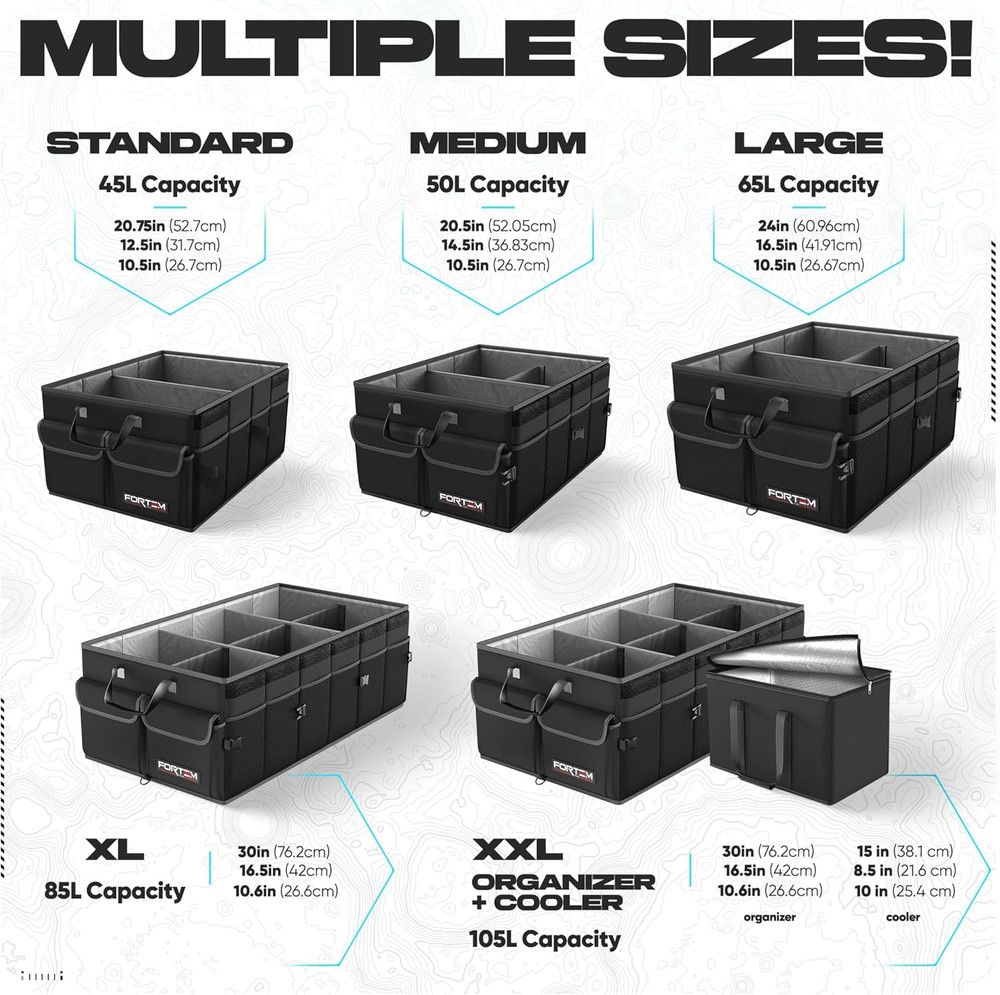 Car Boot Organiser, Collapsible Multi Compartment SUV Organizer, Foldable Storag