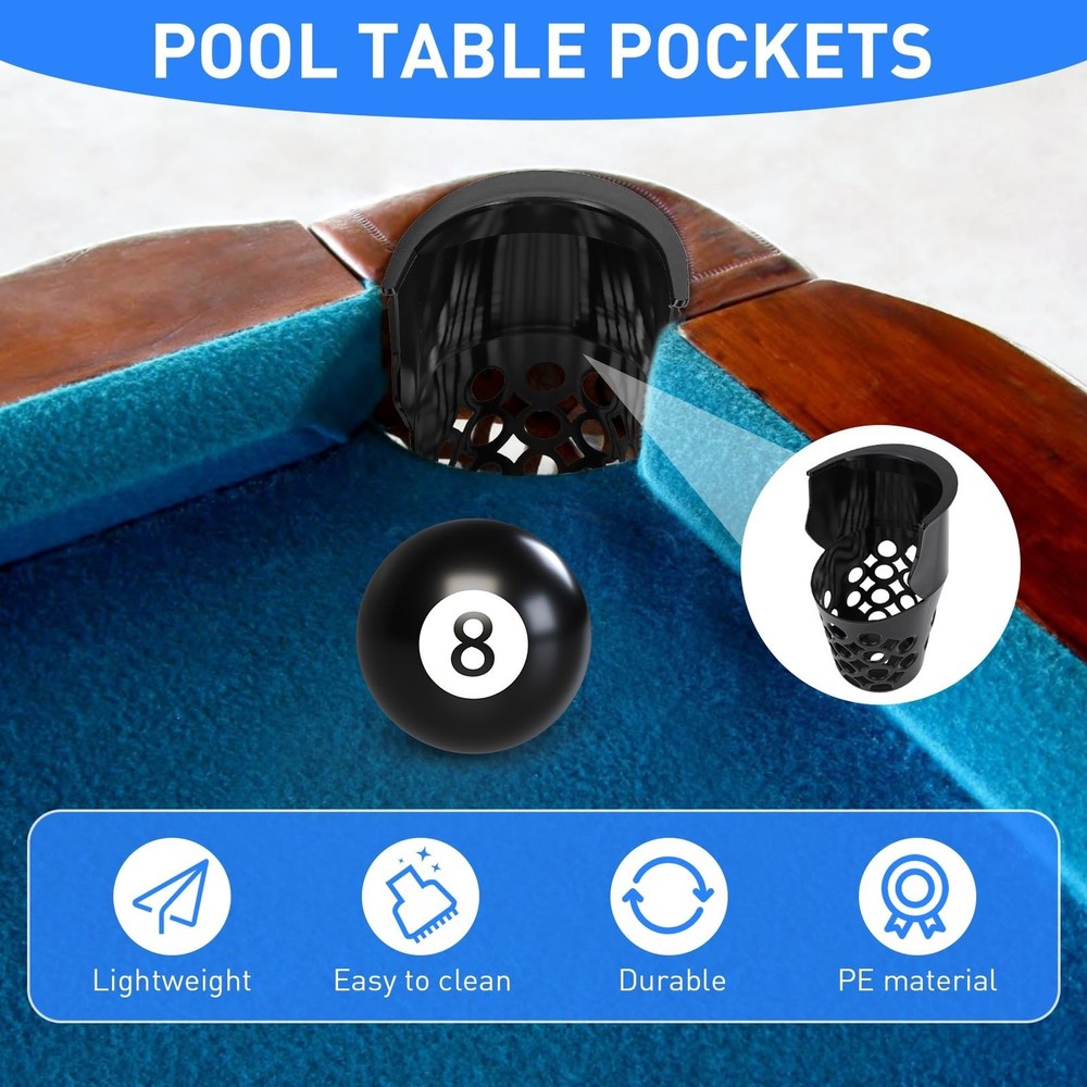 6 Pack Pool Table Pockets, Pool Table Web Pockets, Billiard Pool Table Access...
