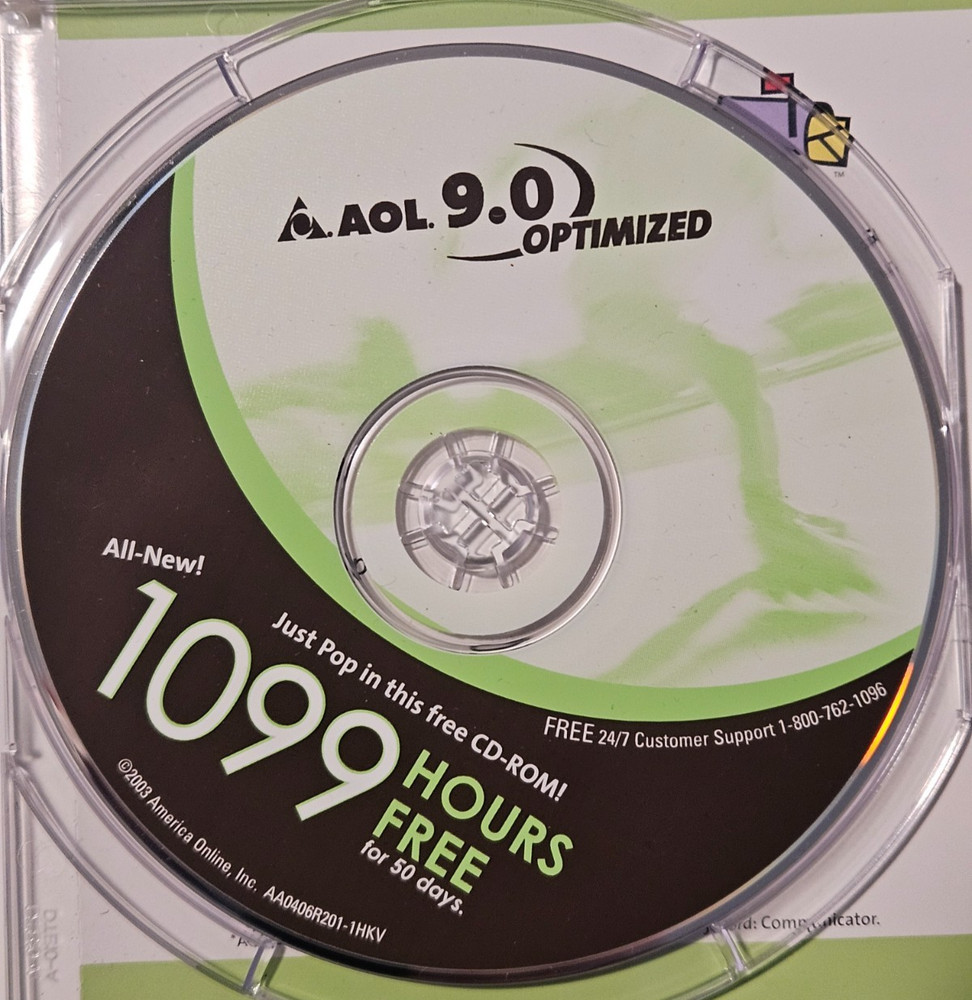 AOL 9.0 Optimized CD-Rom in DVD Box 1099 hours free pop-up controls!