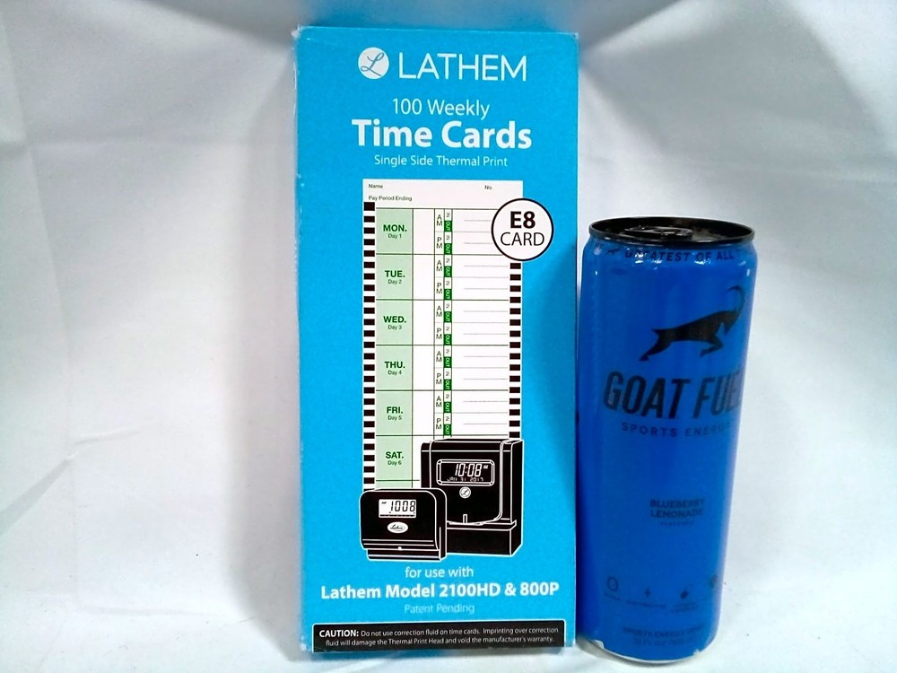 Lathem E8-100 Time Cards 100-Pack Thermal Single Sided