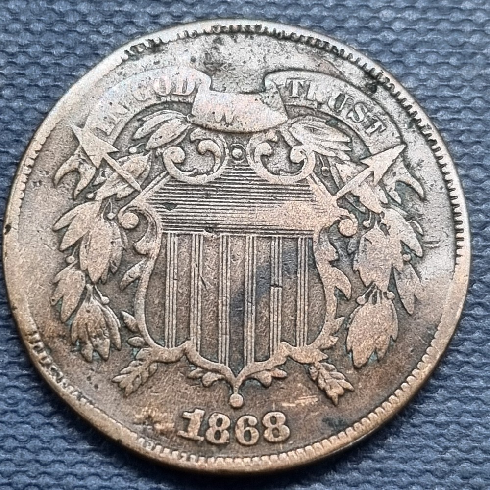 1868 Two Cent Piece 2c VF - XF Details #100393