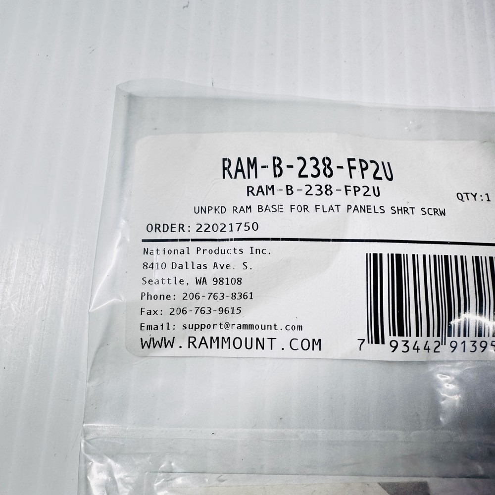 RAM® Ball Adapter with Flat Panel Mounting Hardware RAM-B-238-FP2U New