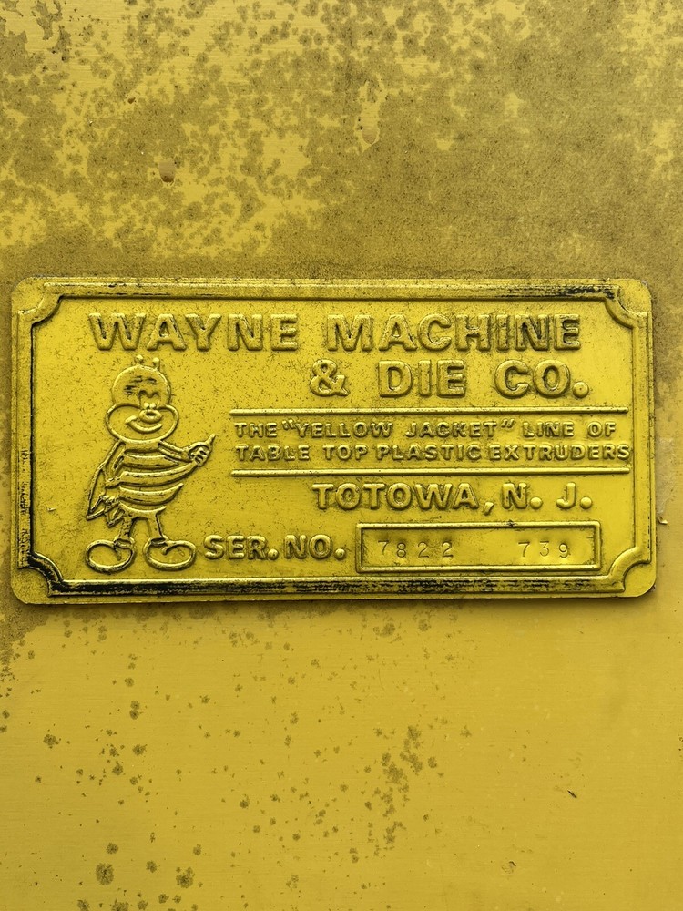 Wayne Machine and Die Co. Yellow Jacket Ventilated Single Screw Extruder