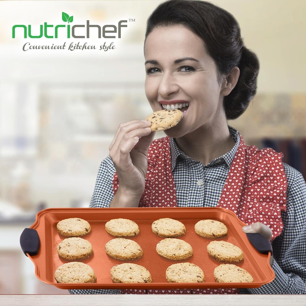 Nutrichef 5-Piece Baking Pans Set - Stackable Cookie Sheets & Roasting
