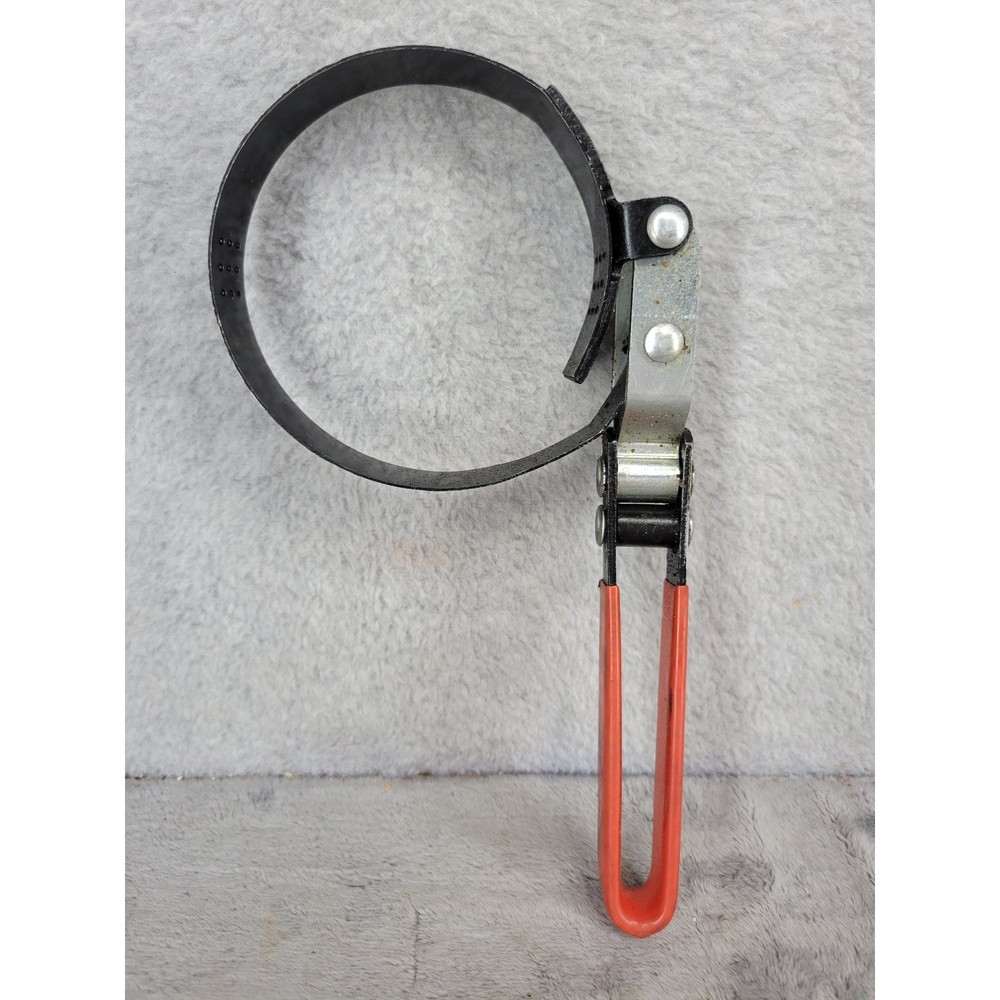 FRAM Oil Filter Wrench Strap Tool Adjustable Metal Handle Red