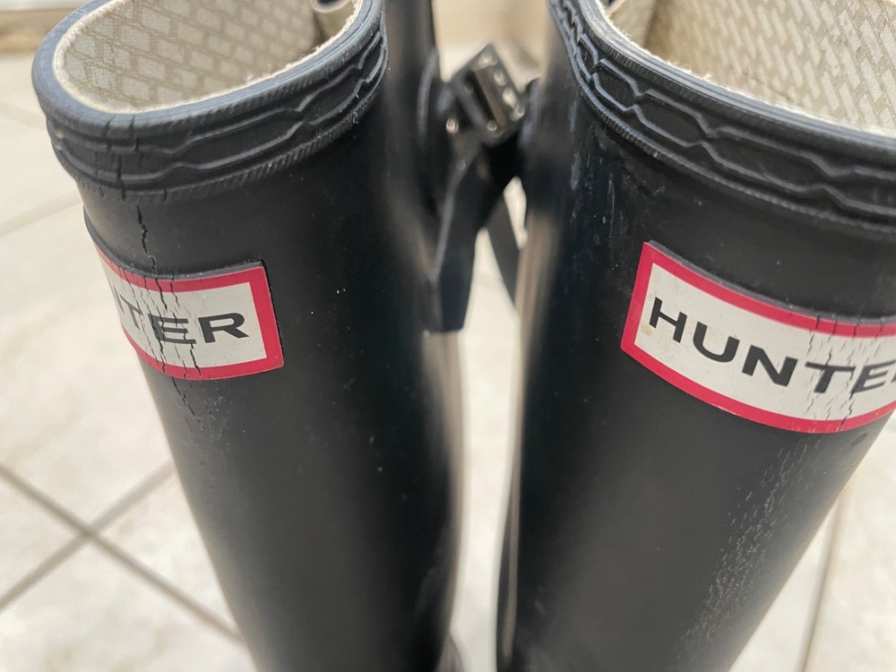 HUNTER WOMEN'S ORIGINAL TALL RAIN BOOT BLACK SIZE 6