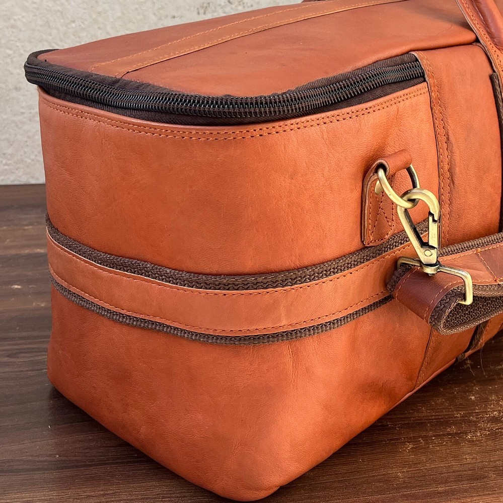 Premium Leather Drum Set Hardware Carry Bag with Removable Shoulder Strap BROWN