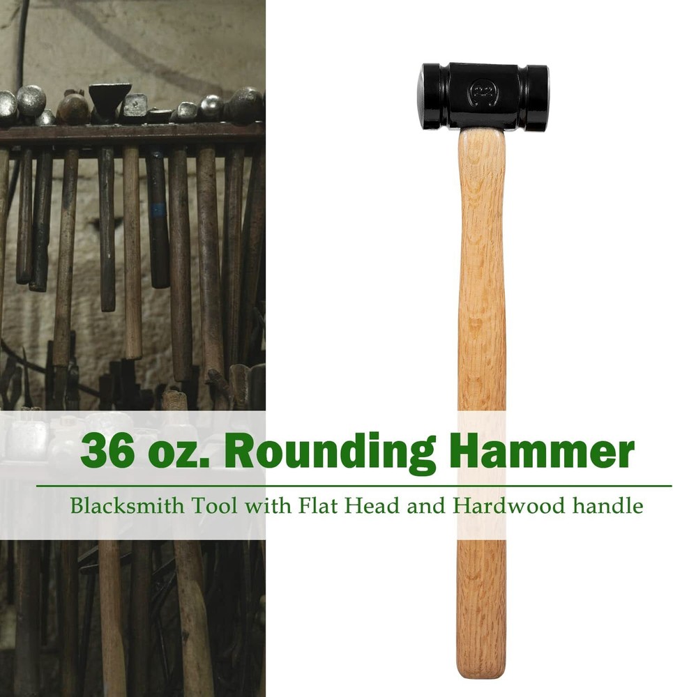 36oz Blacksmith Farrier Rounding Hammer Tool For Blacksmithing Forged Tools.