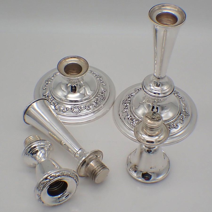 Strasbourg Convertible Candlesticks Pair Gorham Sterling Silver 1897