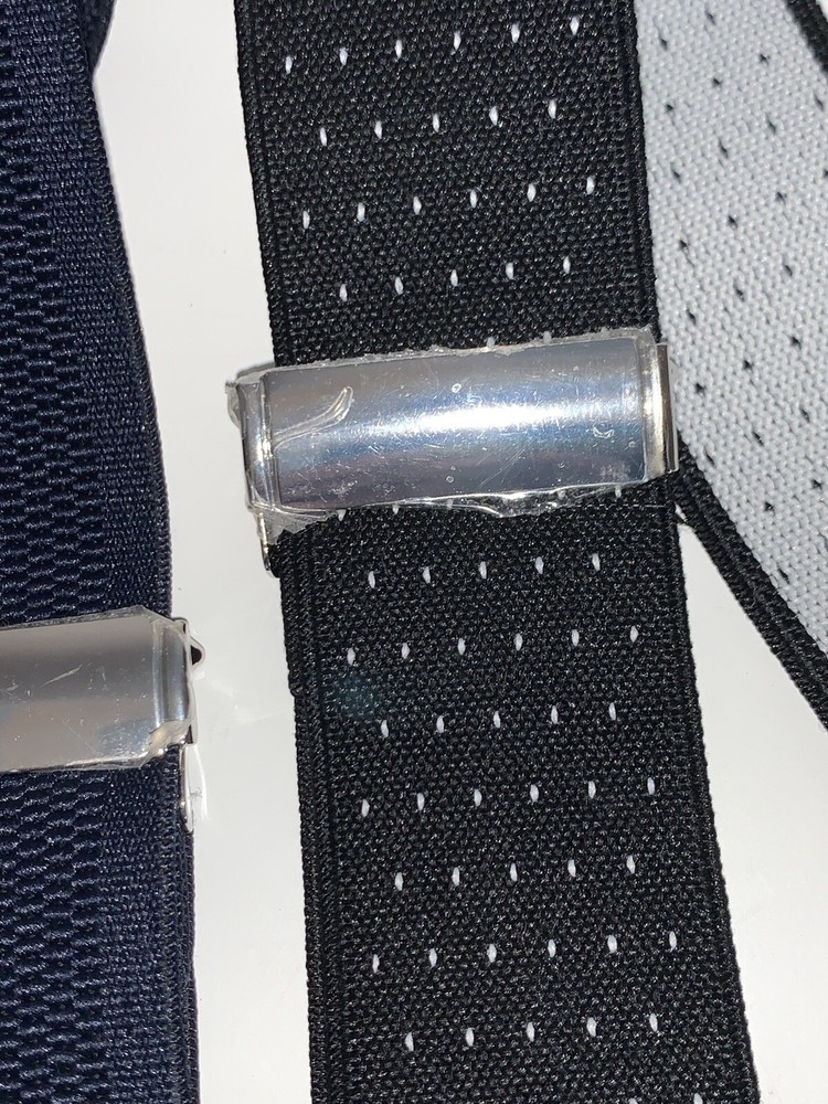 2 NEW• Pair of Suspender Black Polka Dot & Solid Blue•Leather Braces