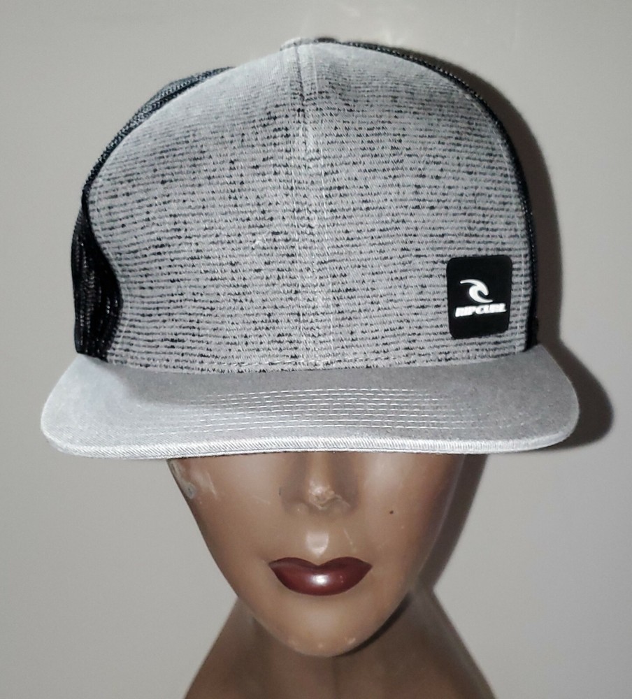 RIP CURL SURF MEN  TRUCKER MESH CAP HAT Grey And Black