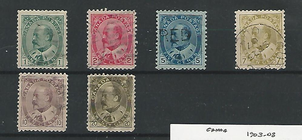 Canada, Postage Stamp, #89-94 Used, 1903-08, JFZ