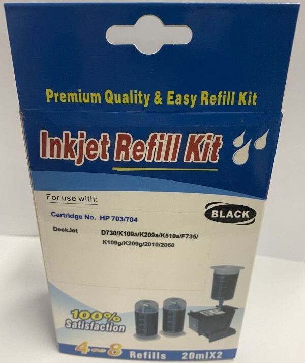 Black Ink Refill Box Kit for HP 703/704