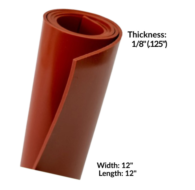 Silicone Rubber Sheet Solid  1/8" Thick  x 12"wide x 12"Long High Temp Mat