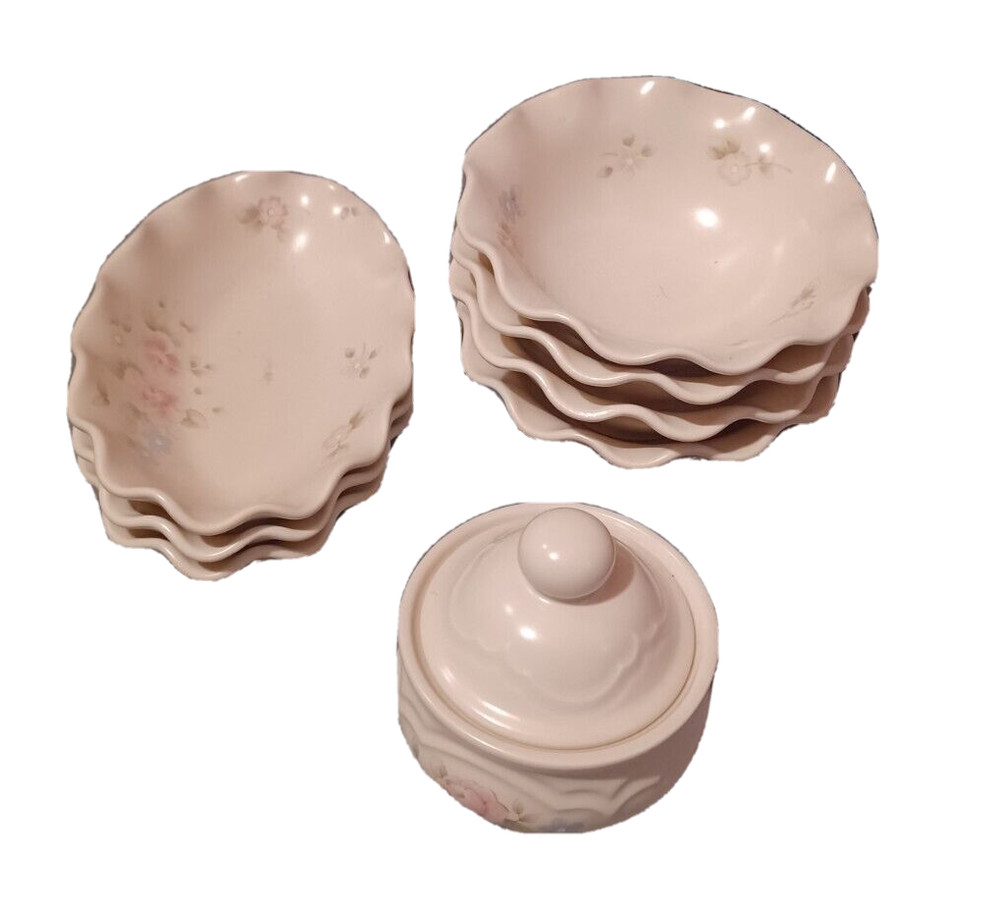 Pfaltzgraff Tea Rose Fluted Cream & Pink Dinnerware