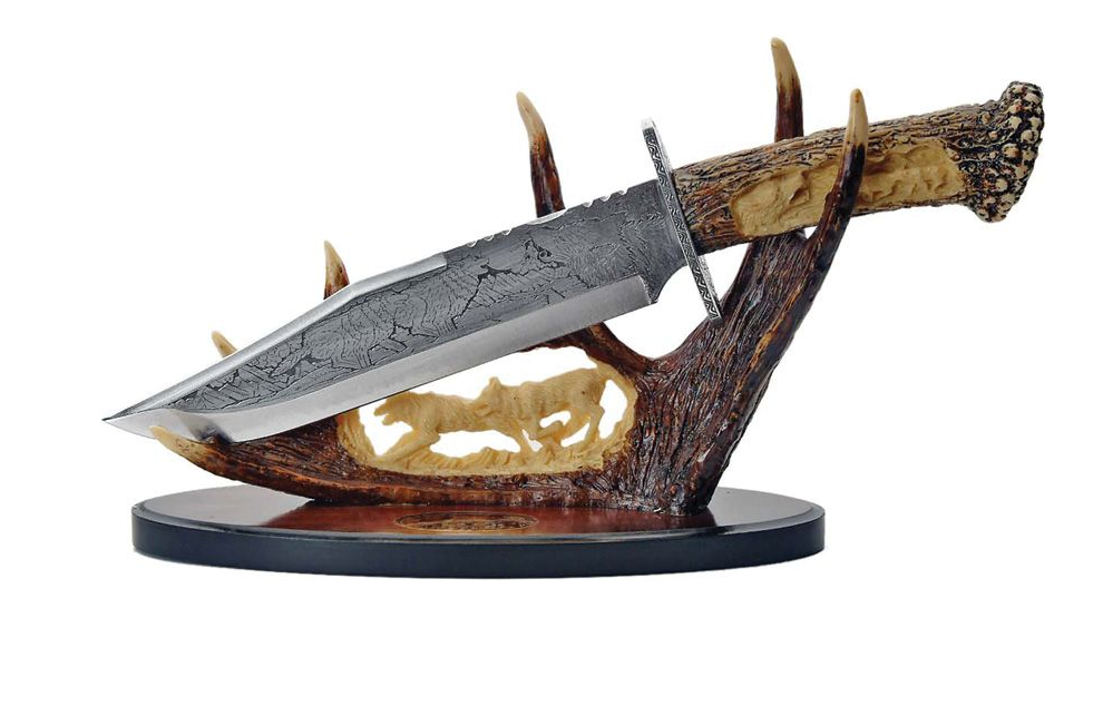 Bowie Knife with Display Wolf CN211165WF