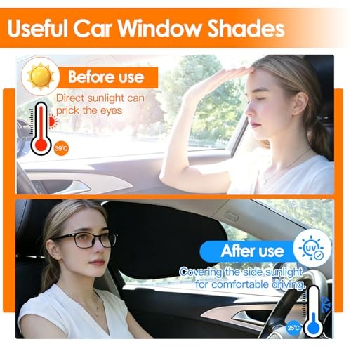 4PCS Electrostatic Car Window Sun Shades for Side Windows, Foldable Car Sun