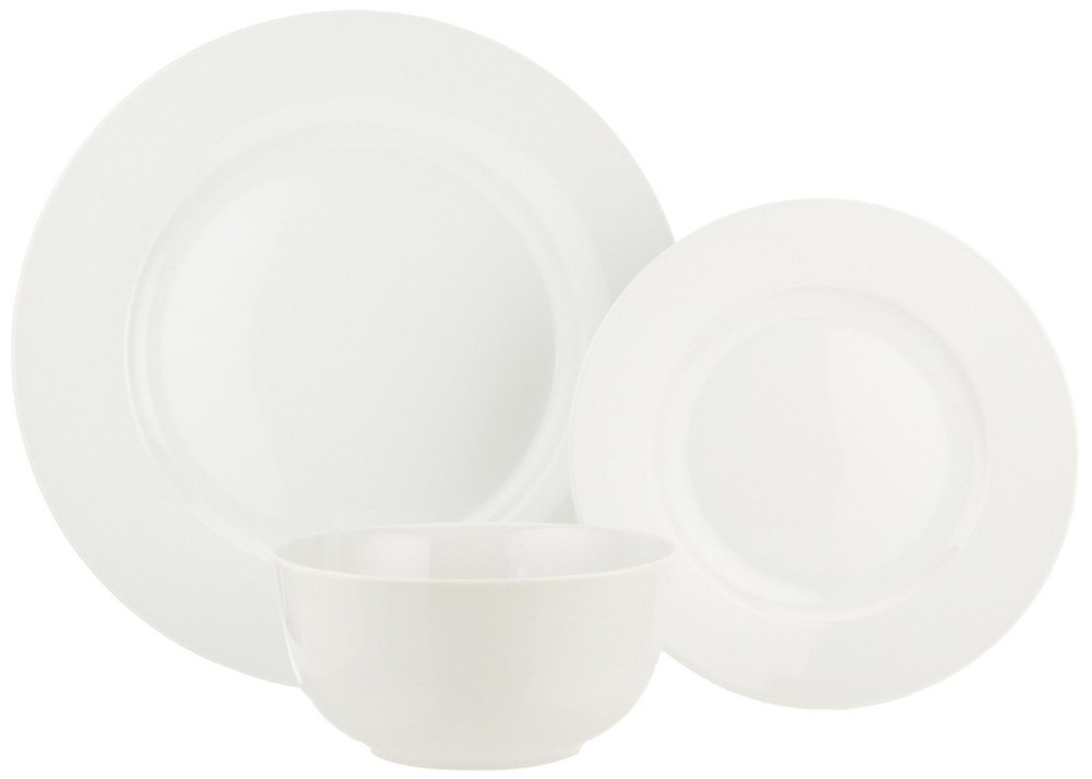 Amazon Basics Porcelain Dinnerware Set, Microwave and Dishwasher Safe, Servic...