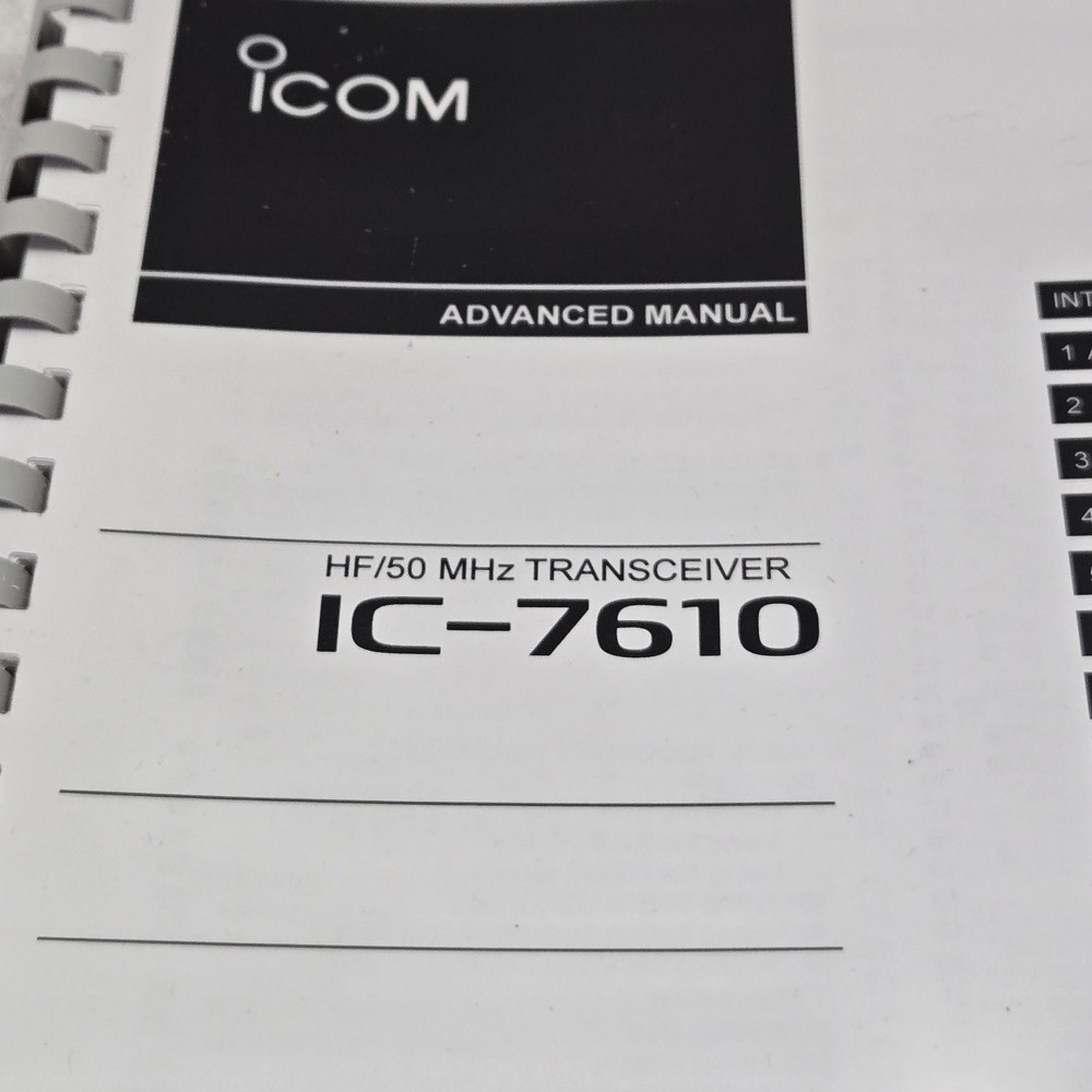 Icom IC-7610 Advanced Instruction Manual Full Color & Protective Plastic Covers