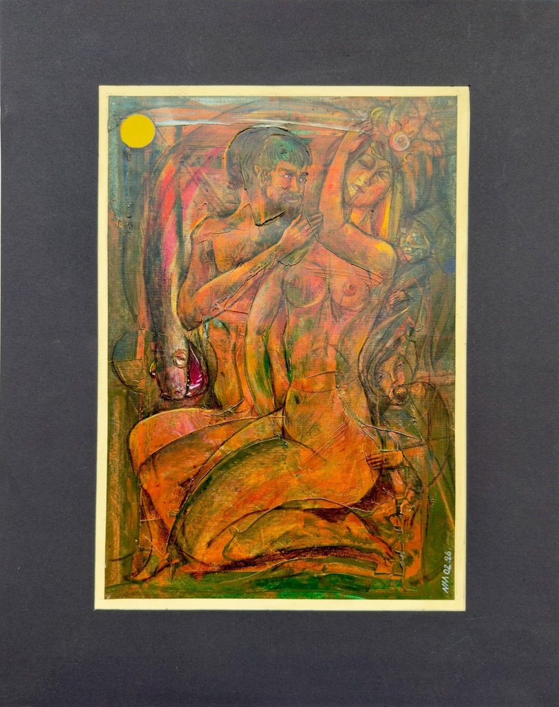 Original Russian Abstract Composition, Graphics, Postmodernism, Signed.