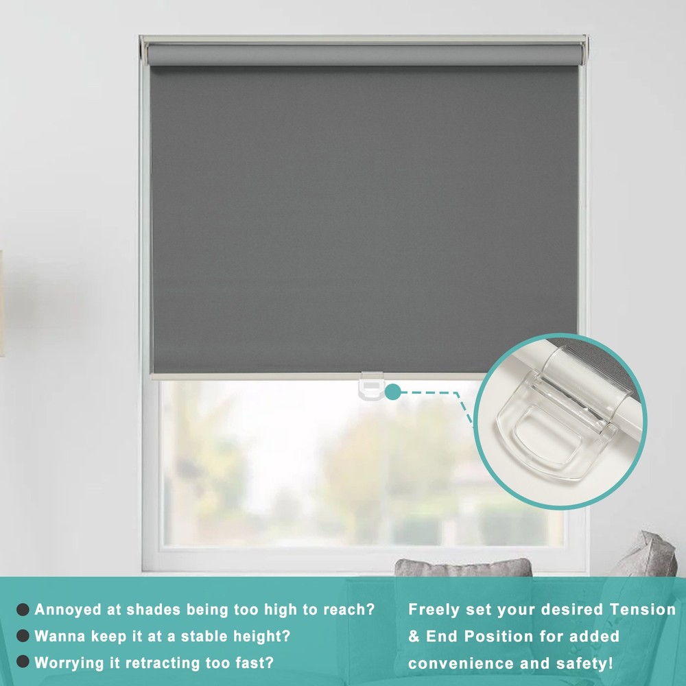 Changshade Cordless Roller Shade Fabric Window Blind For Light Blocking Blackout