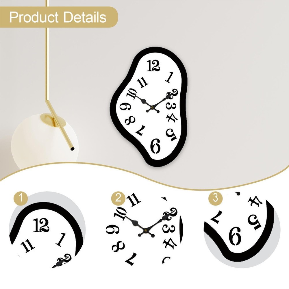 Irregular Wall Clock Retro Non-Ticking Modern Analog Wall Clock Silent Clock