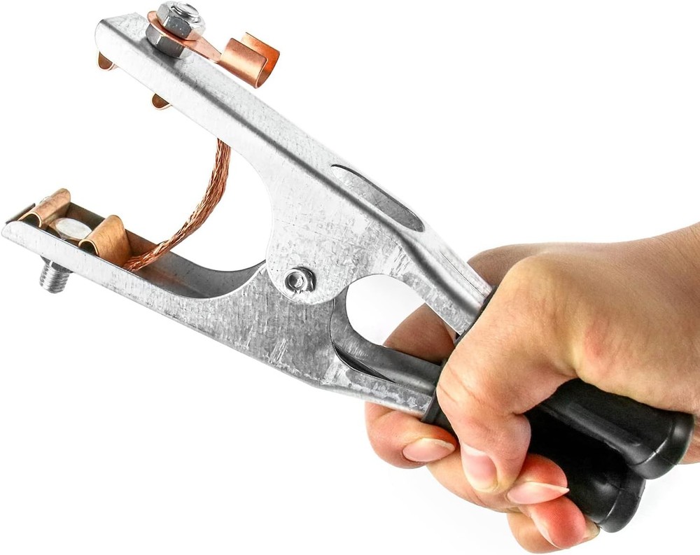 QWORK Welding Ground Clamp, 2 Pack 500AElectroplated 2 Pack, Silver, Black