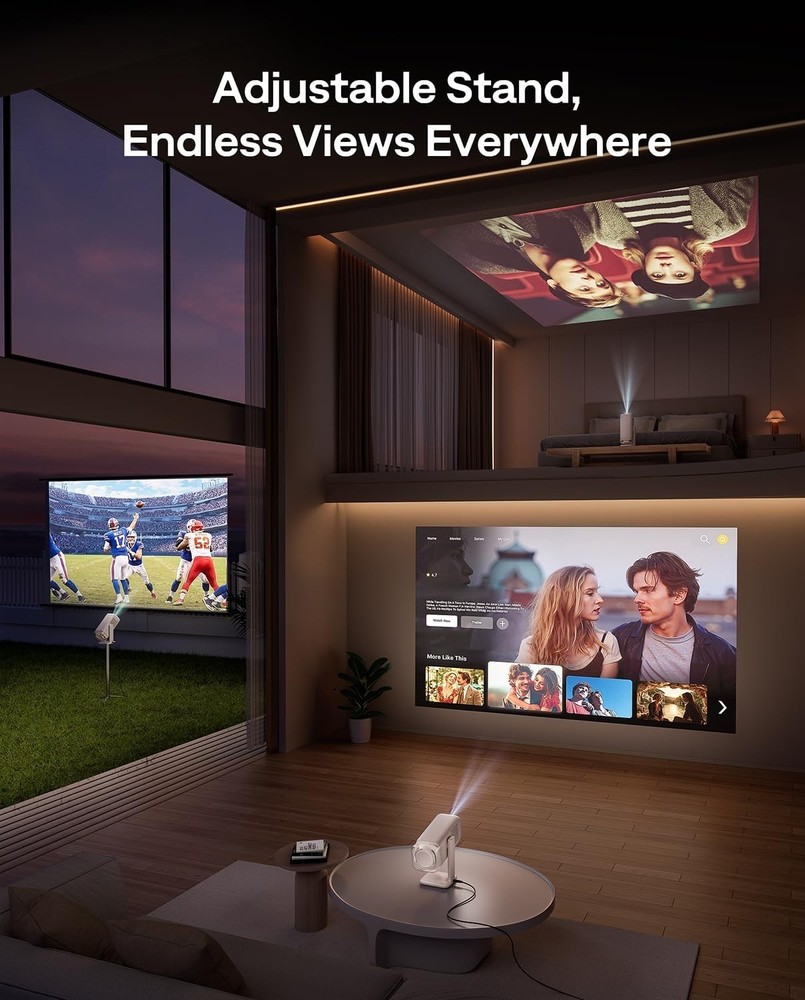 Google TV Portable Projector with WiFi Bluetooth USB-C Powered Smart Projector