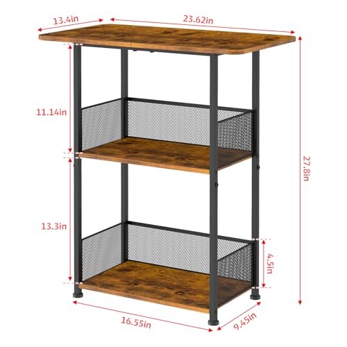 Mini Floor Standing Coffee Bar Shelf,3-Tier Small Coffee Table,Corner