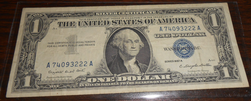 1957 A $1 Silver Certificate H 87670384 A