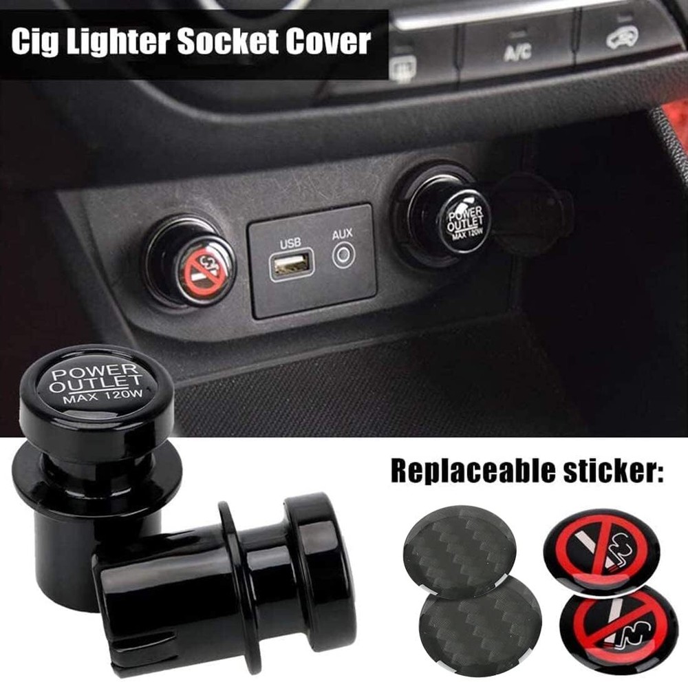 Cigarette Lighter Socket Cover Cap 2 Pack, for Car Power Port Outlet