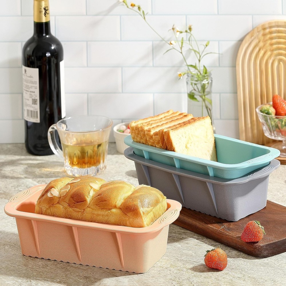 Koolstuffs Silicone Bread Loaf Pan, 3 PCS Rectangular Non-Stick Baking Mold P...