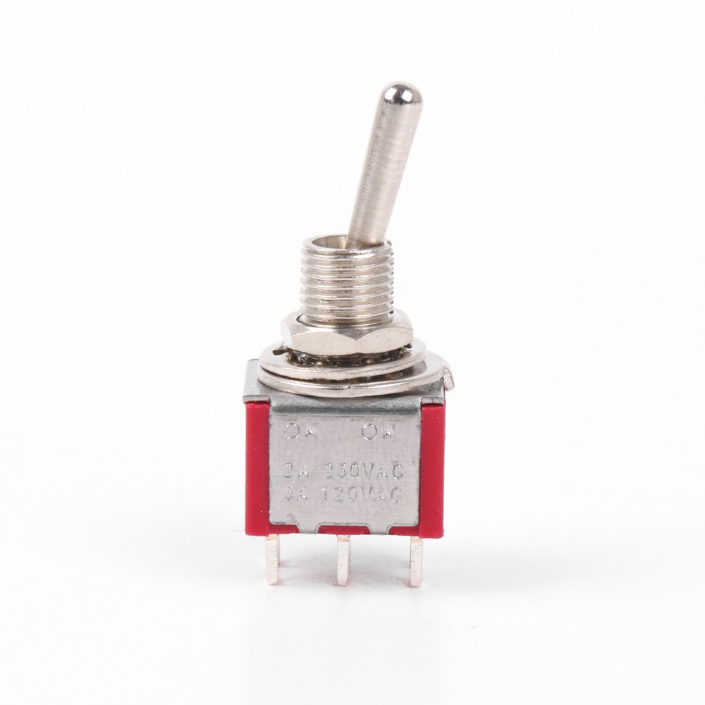 2pcs AC125V 6A Electirc 2 Position Toggle Switch 13*32mm Red+Chrome