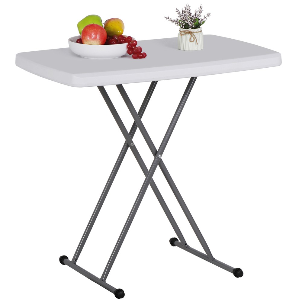 30" Folding Table Rectangular Adjustable Height TV Tray Laptop for Home Office