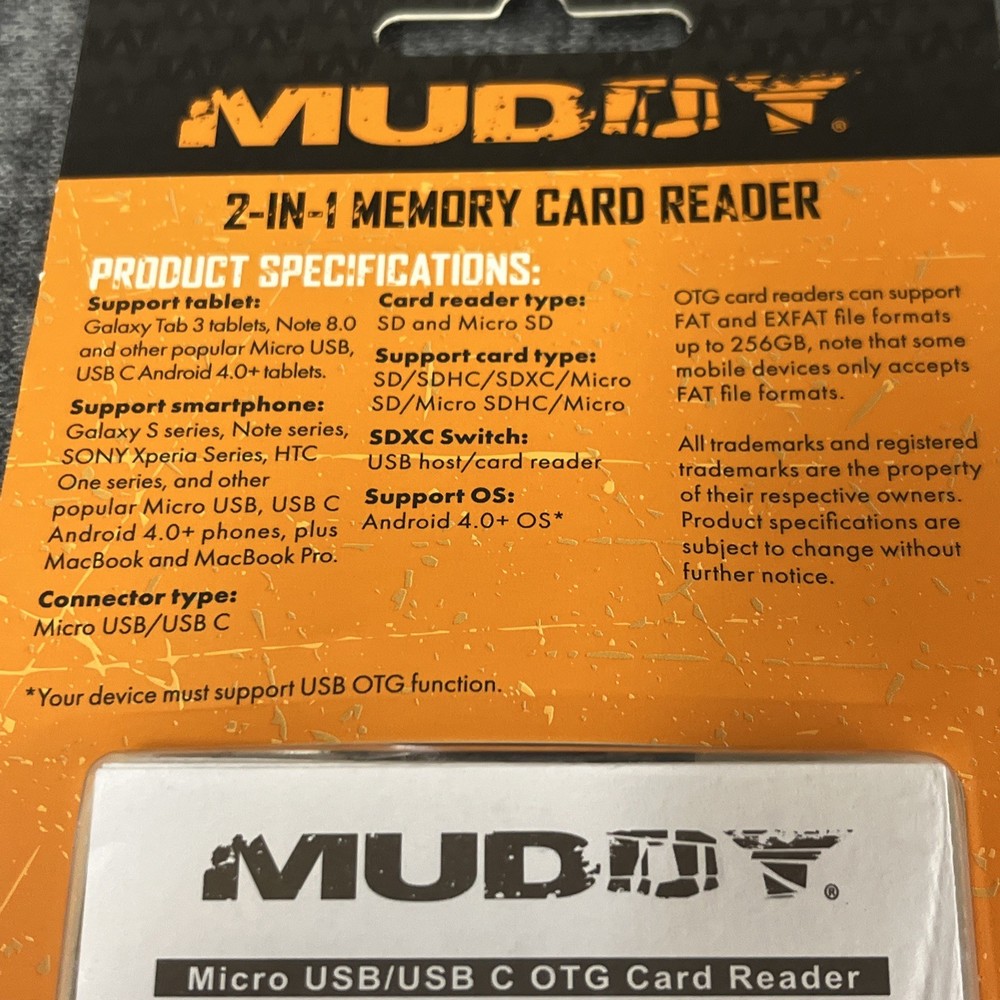 Muddy Micro USB SD Card reader, On the go memory Card reader