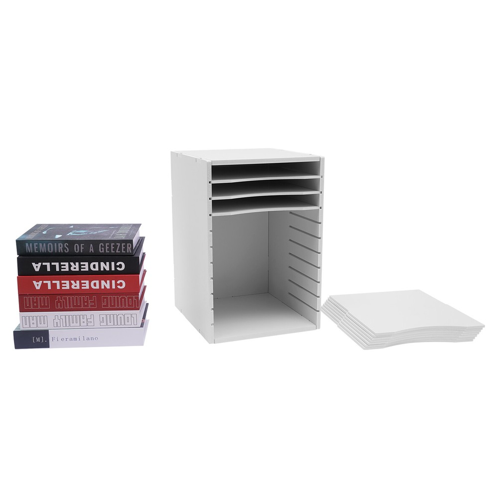 Vertical Desktop Sorter, 11 Compartment, White, Durable Laminate Finish USA