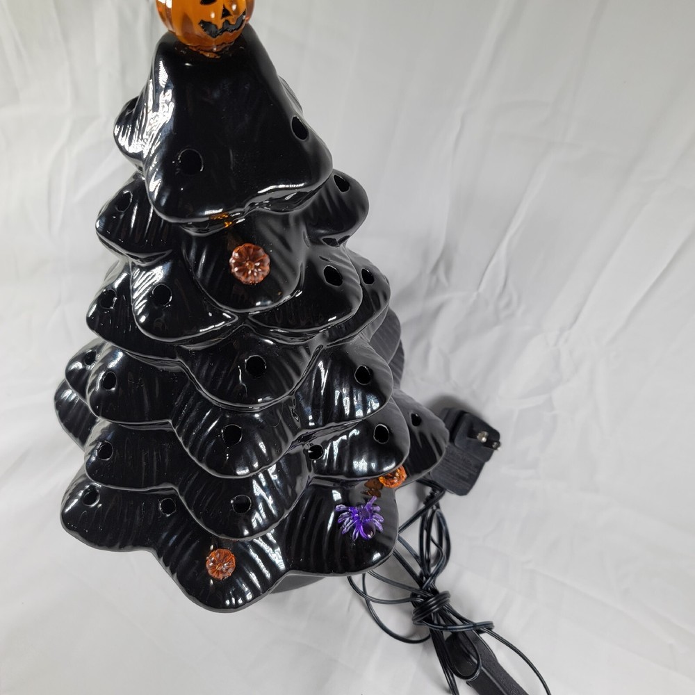 Mr. Christmas 12" Illuminated Ceramic Nostalgic Tree Black -Missing ORNAMENTS