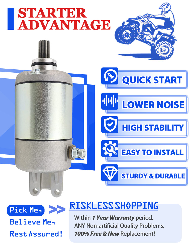 Starter Motor for Can-Am Defender HD5 All Models 2017-2021 With Bendix & Relay
