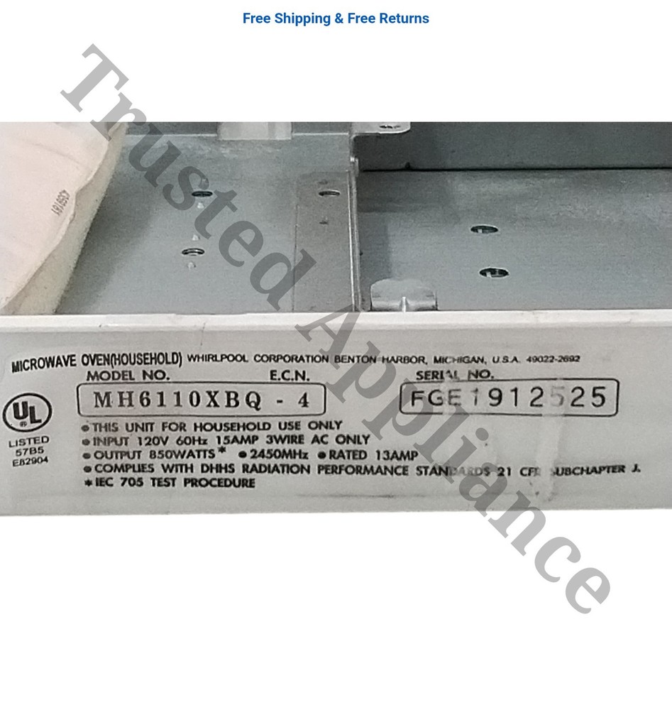 Microwave Control Panel Console 4158311 WHITE