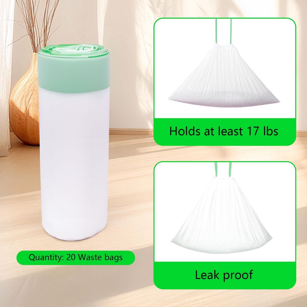 120 Count Replacement Trash Bags for Automatic Litter Box Drawstring Leakproof