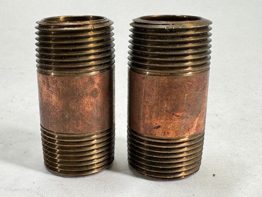 (2-PACK) Brass Nipple 3/4" NPT Schedule 40 x 2" Long, Thread Both Ends
